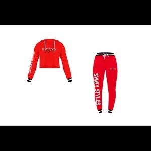 Ladies Crooped Hoodie jogger Set